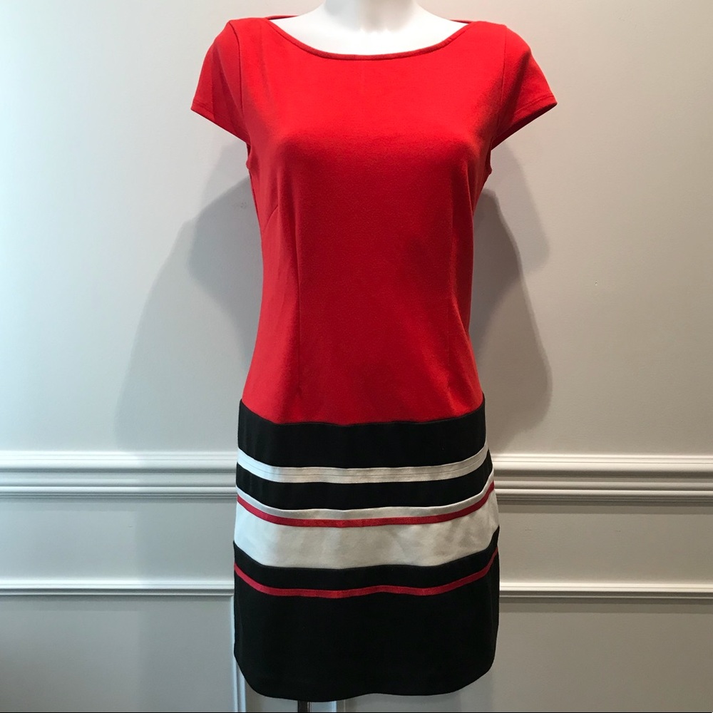 Laundry red white and black mini dress mini dress